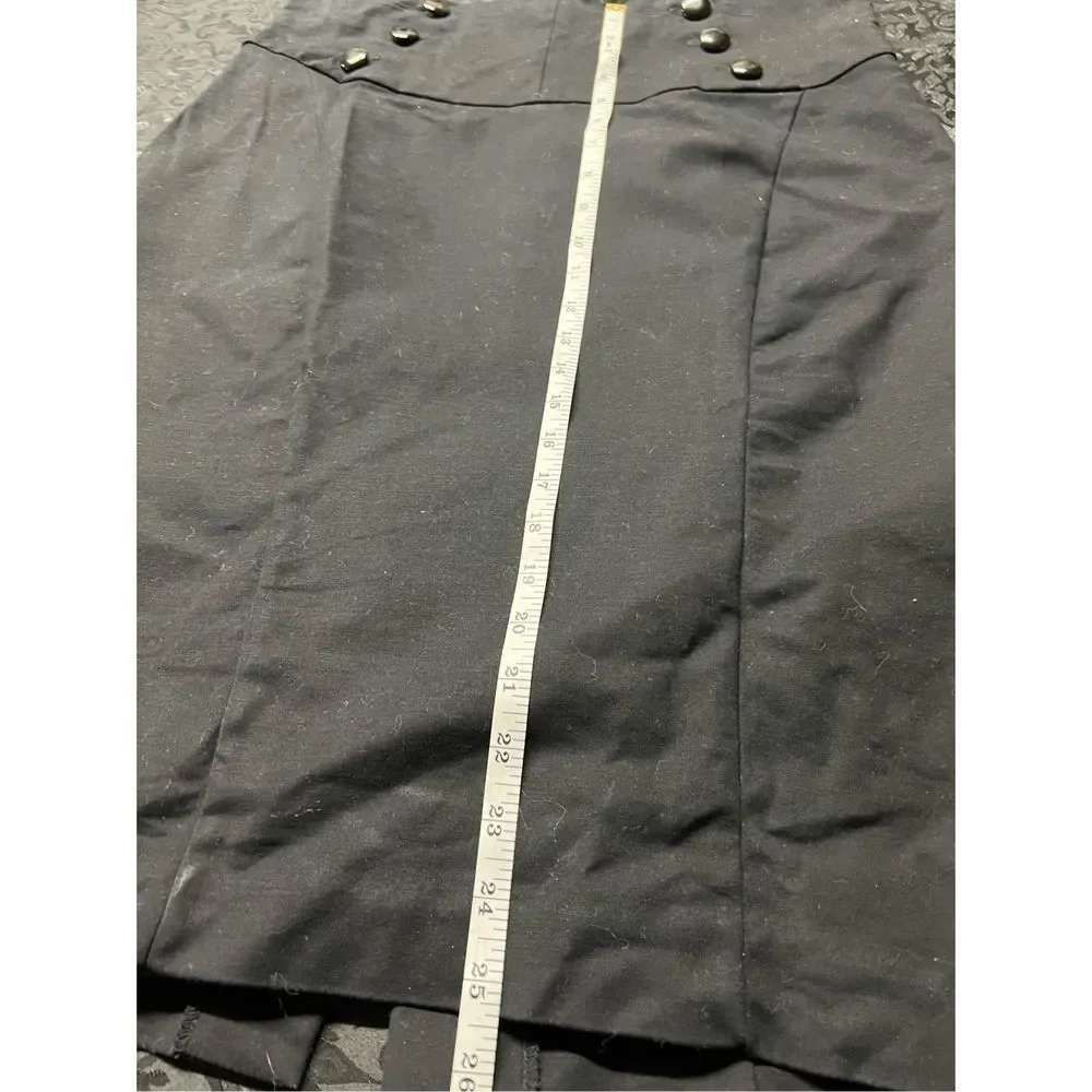 Worthington Black Button Pencil‎ Below Knee Slit Office Skirt Sz. 14